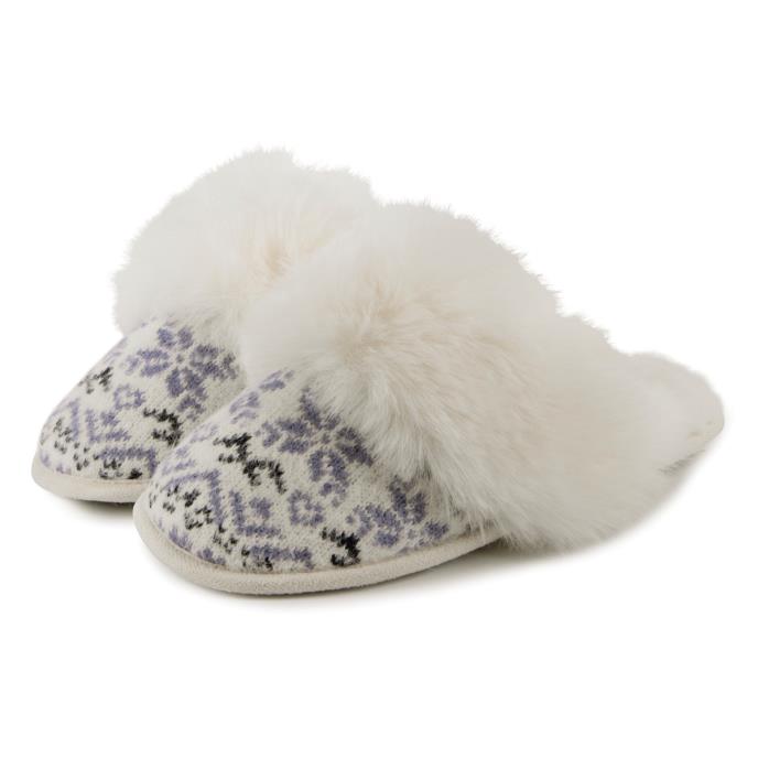 totes toasties® Ladies Fair Isle Knit Mule Slippers Blue Extra Image 2